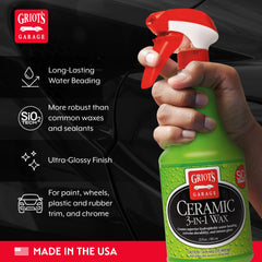 Griot's Garage Ceramic 3-in-1 Wax spray creating water bead action on paint