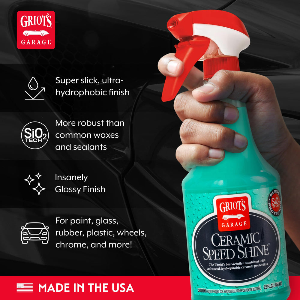 Griot's Garage Ceramic Speed Shine leaves hydrophobic beads on painted surfaces.