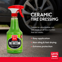 Griot's Garage Ceramic Tire Dressing spray application demonstrates quick coating