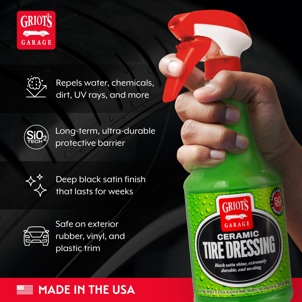 Griot's Garage Ceramic Tire Dressing yields darker tires with satin finish