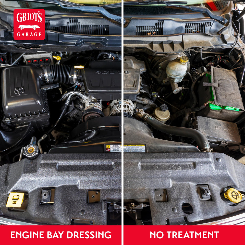 Griot's Garage Engine Bay Dressing dry-touch keeps surfaces clean and dust-free.