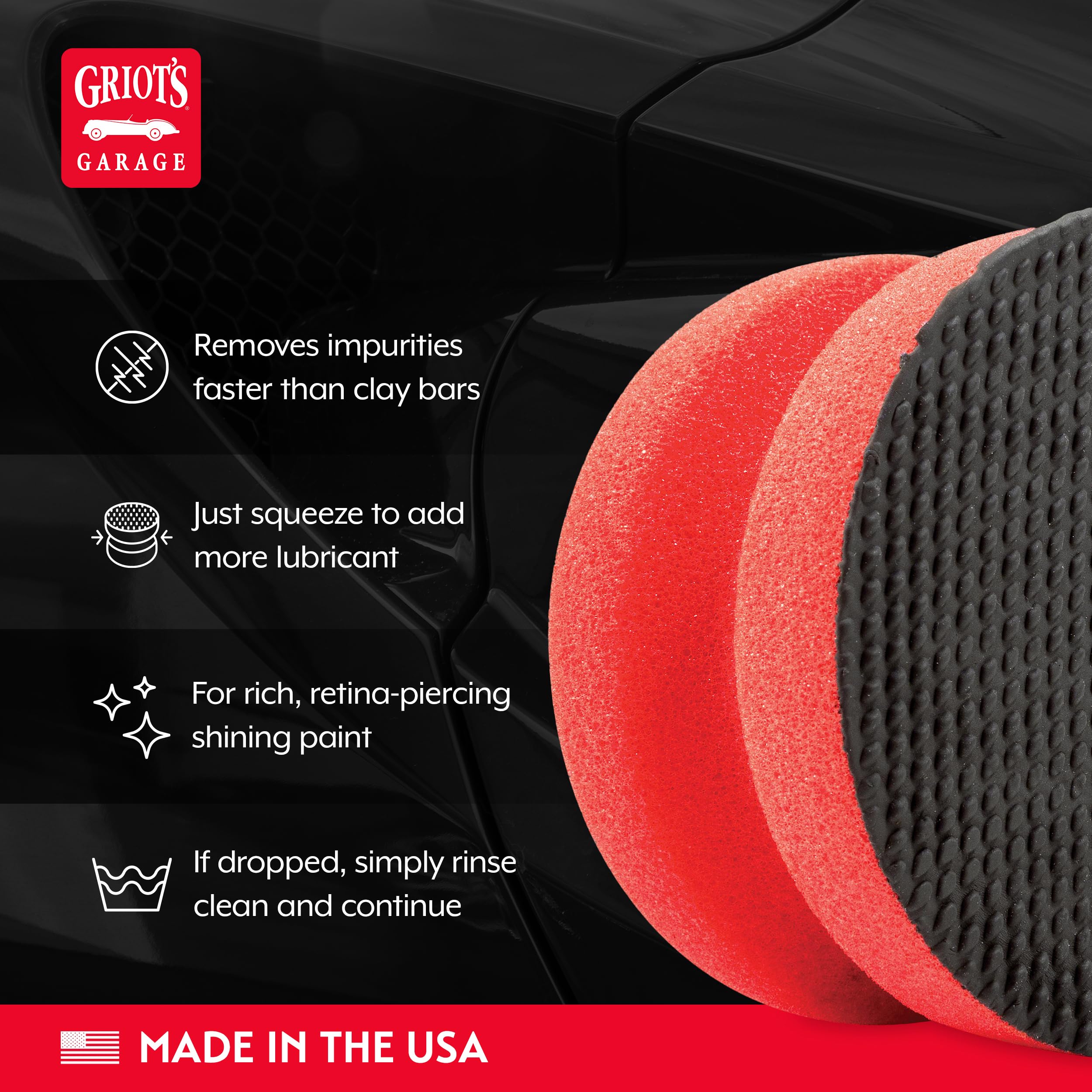 Griot's Garage ergonomic foam grip reduces hand fatigue during detailing.
