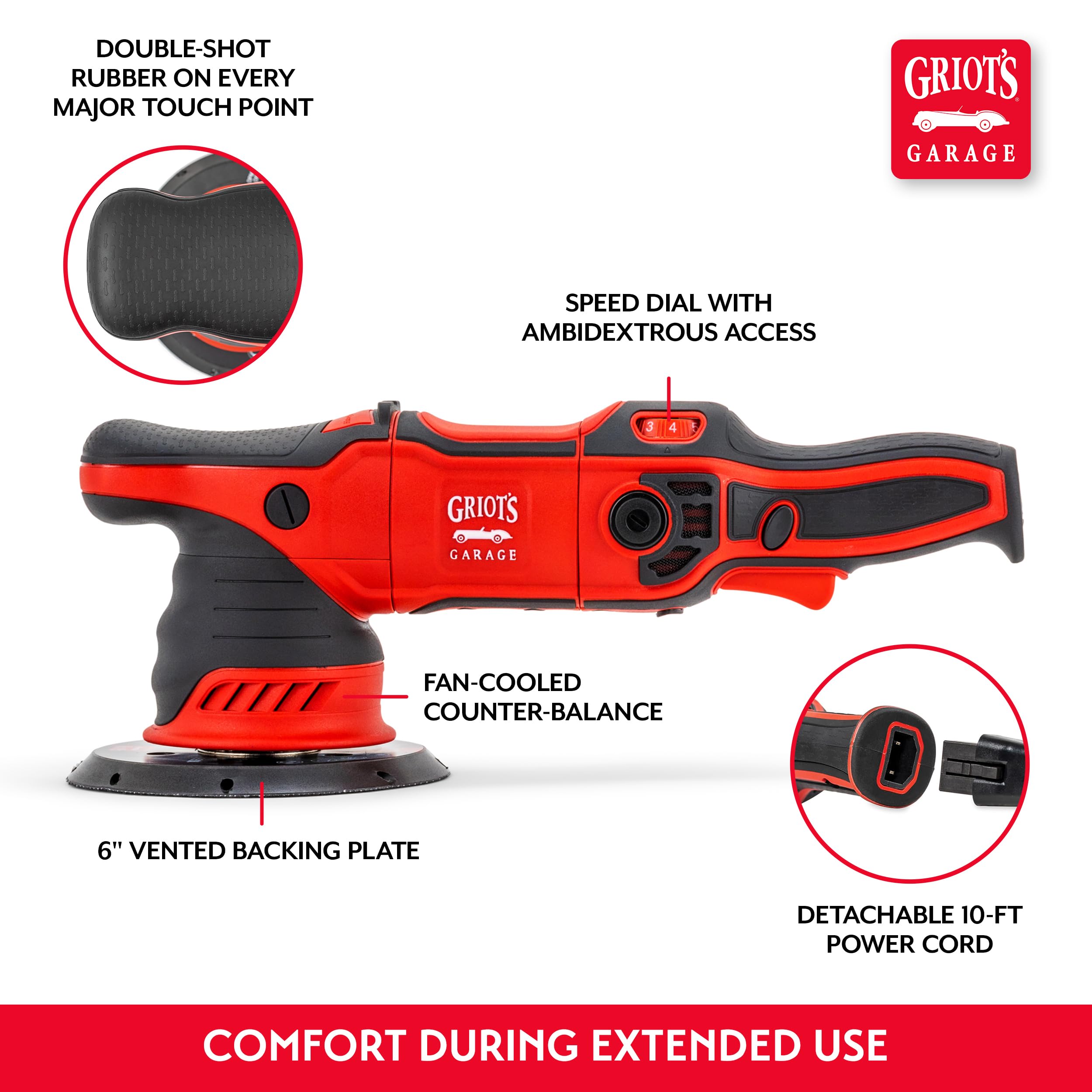 G9 with optional 5-inch backing plate for tighter spots and versatility