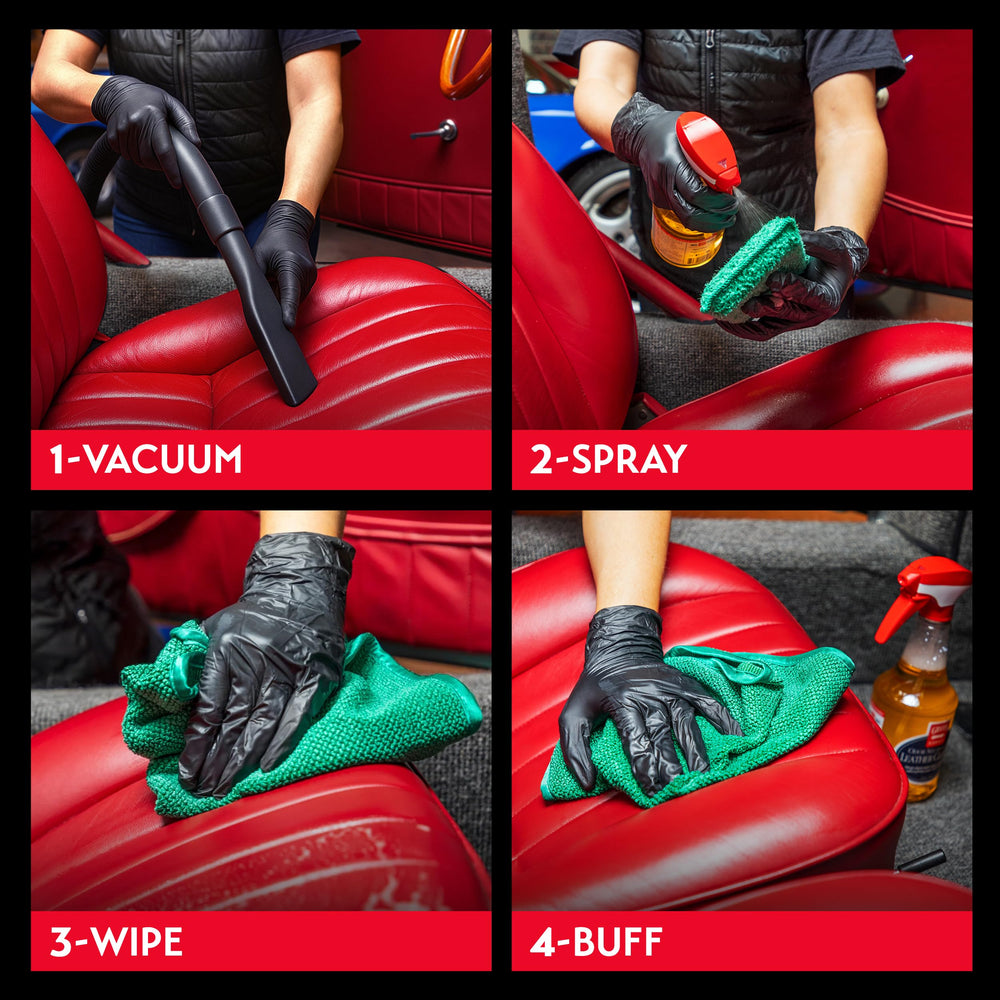 Griot's Garage leather cleaner used on the dashboard for refreshed appearance
