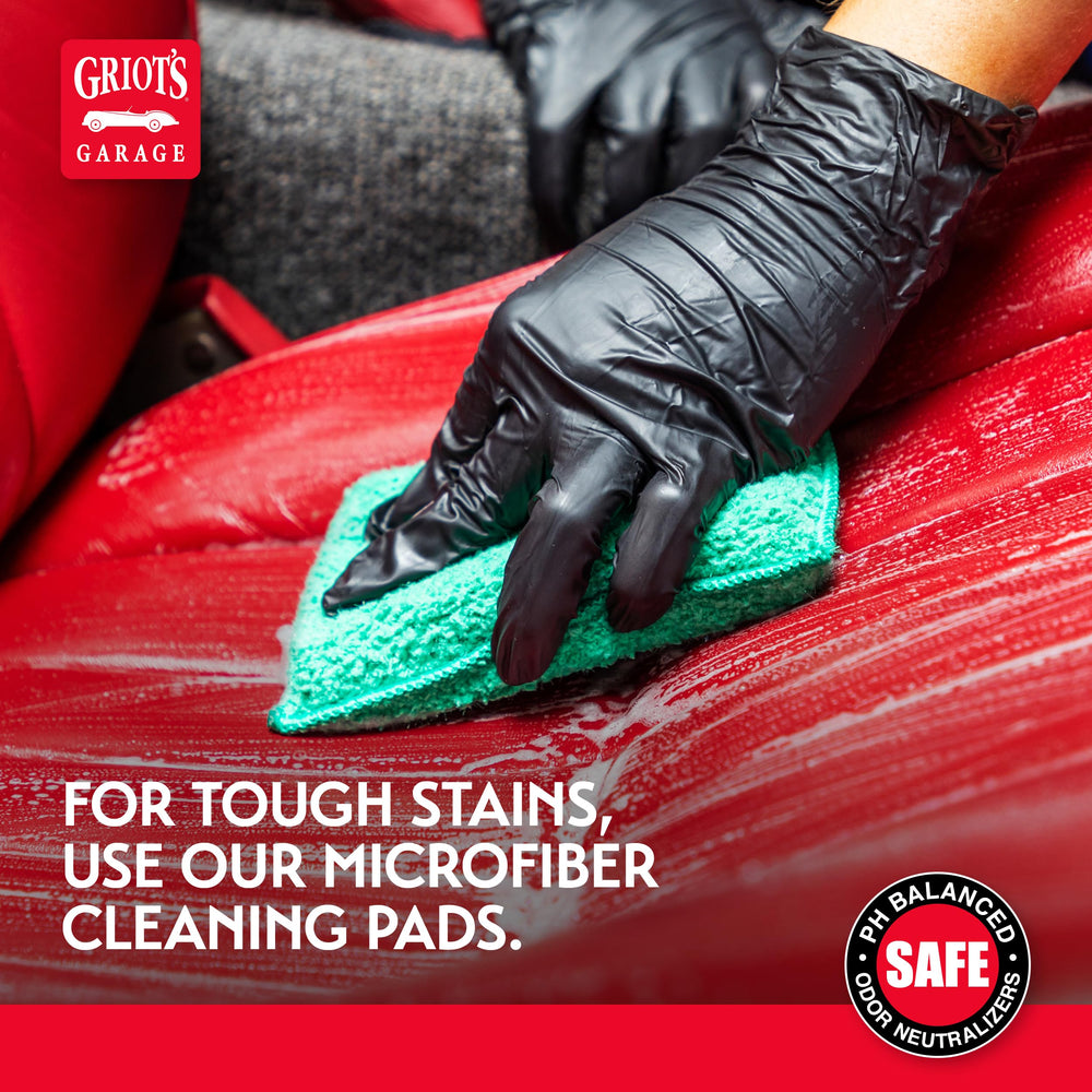 Griot's Garage leather cleaner applied to a door panel for uniform finish