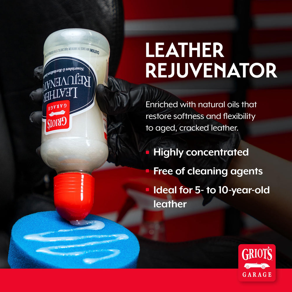 Griot's Garage Leather Rejuvenator with sponge applicator for precise restoration