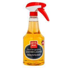 Griot's Garage odor neutralizing leather cleaner bottle showing easy spray use for deep clean