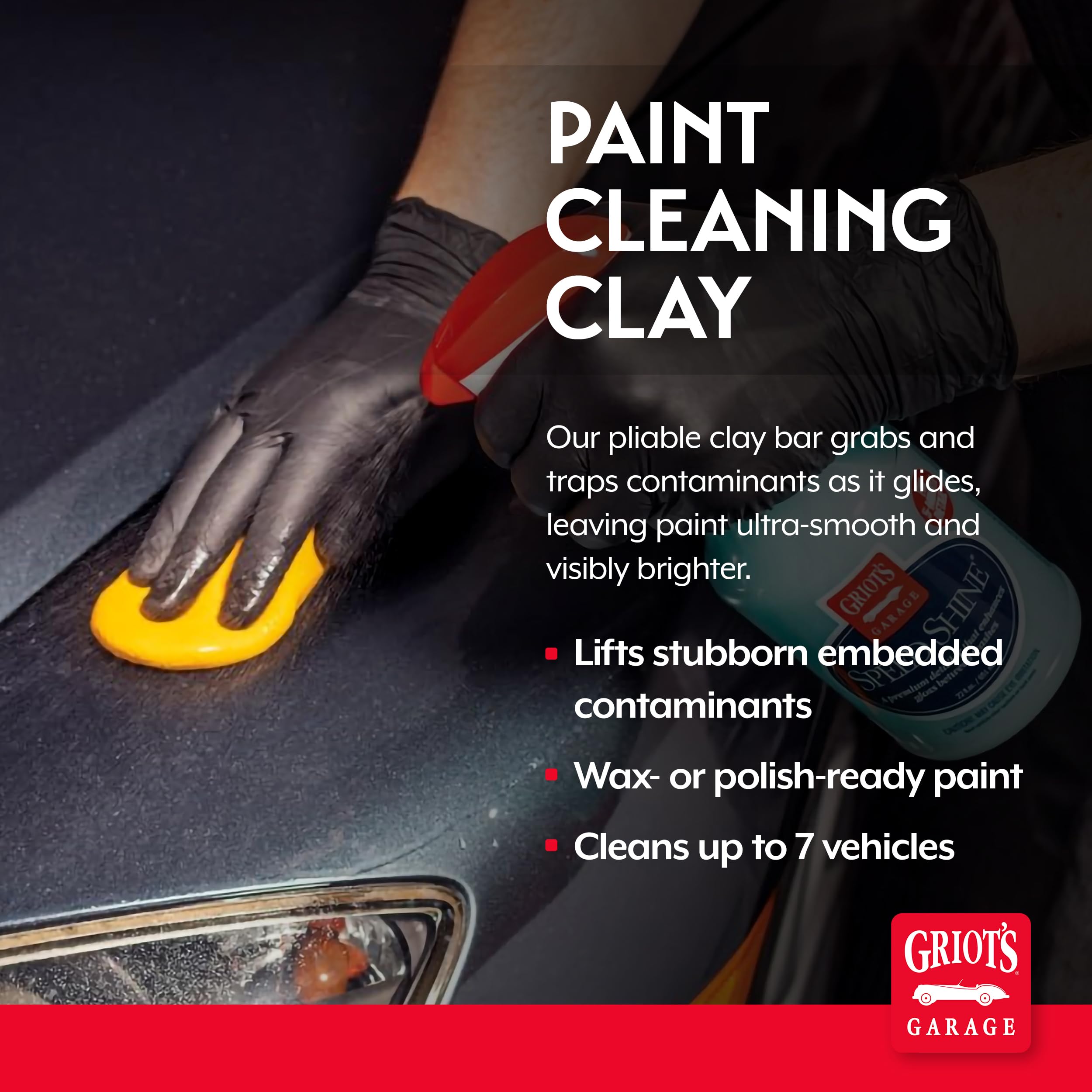 Griot's Garage Paint Cleaning Clay with lubricant demonstrates safe dirt removal before polishing.