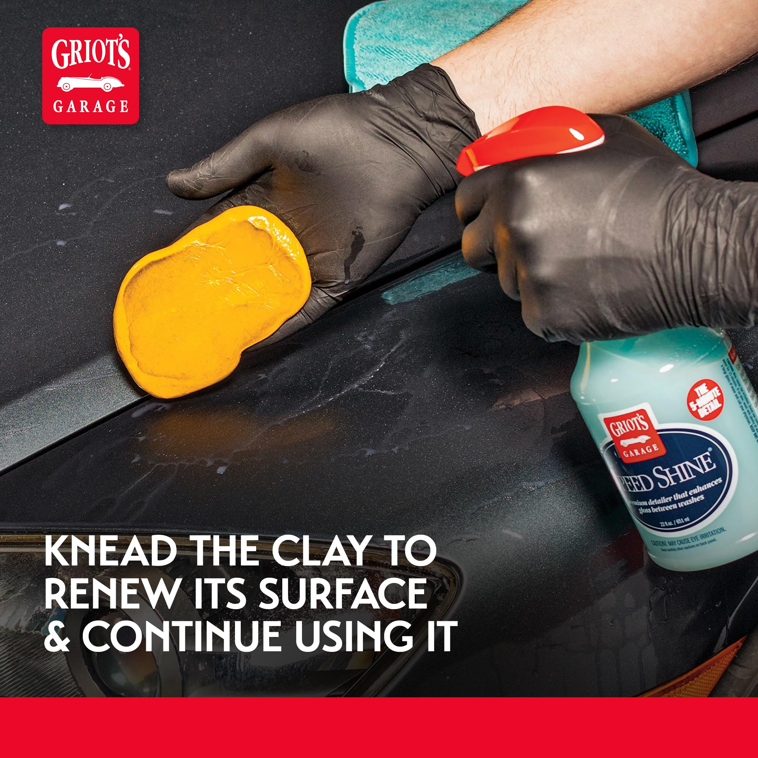 Griot's Garage Paint Cleaning Clay patty being kneaded for fresh cleaning action.