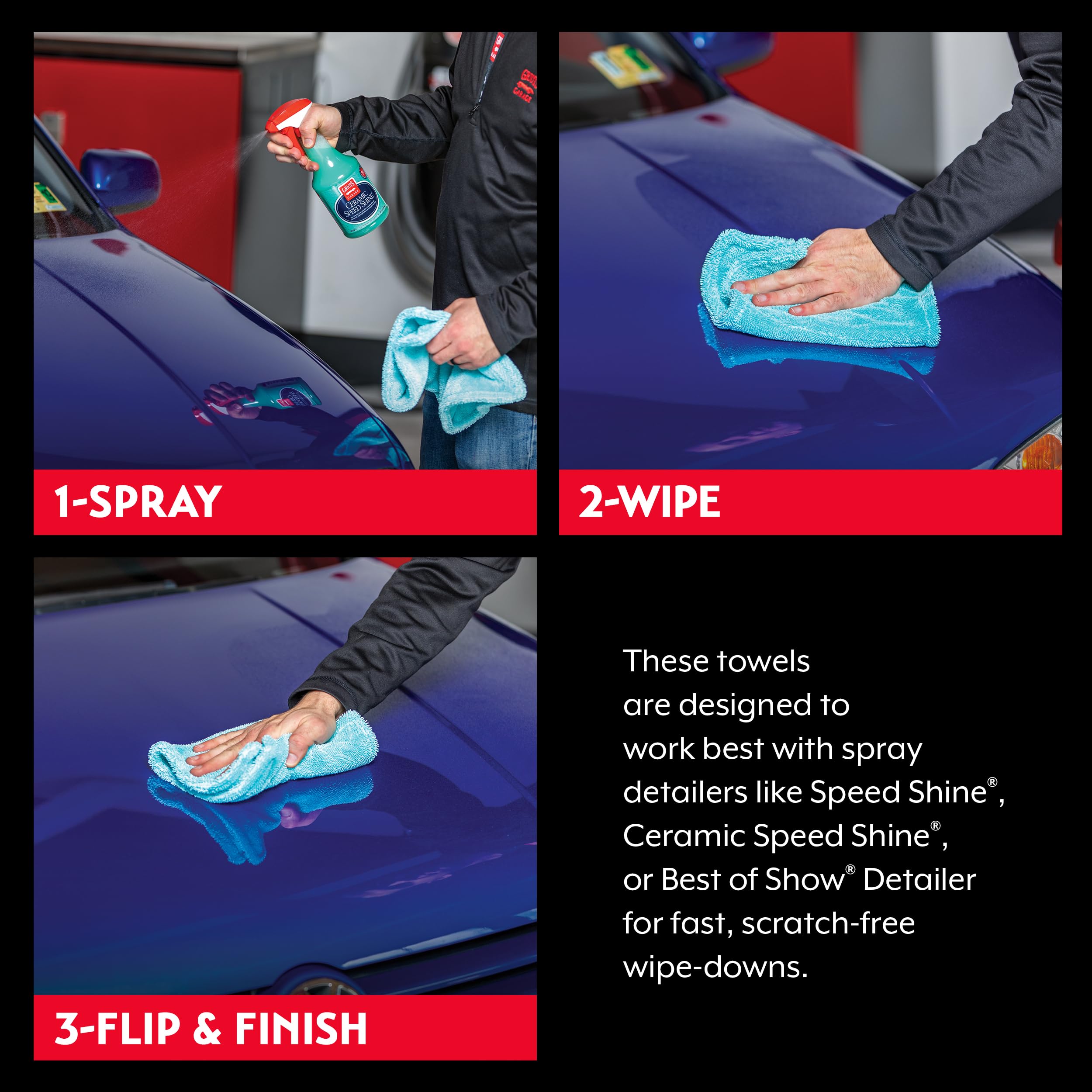 Griot's Garage PFM edgeless towel fits comfortably in hand.