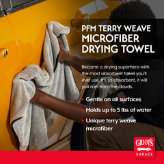 Double-sided PFM Terry Weave Drying Towel with satin-edged corners for safe panel drying.
