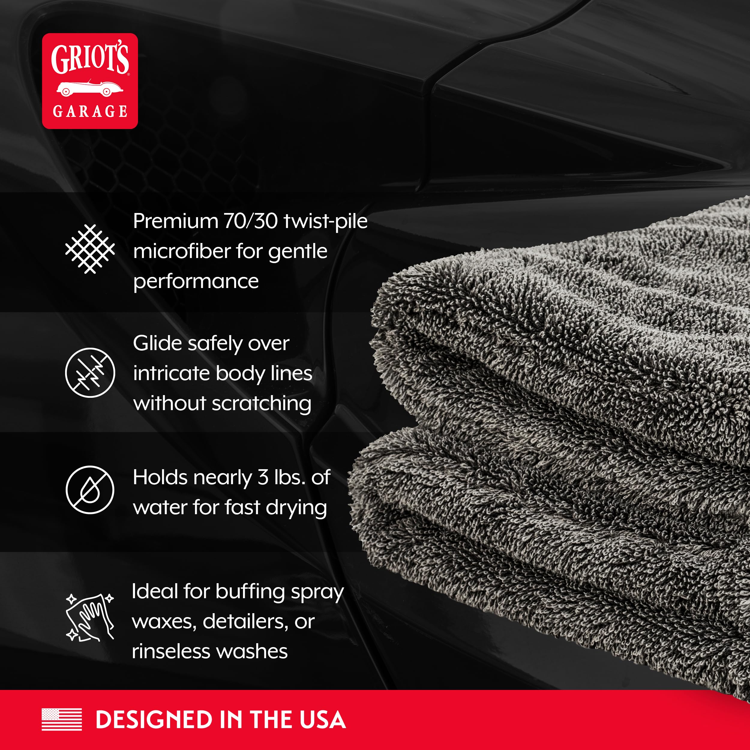 Griot's Garage PFM Ultrafast towel absorbs nearly 3 lbs of water on contact