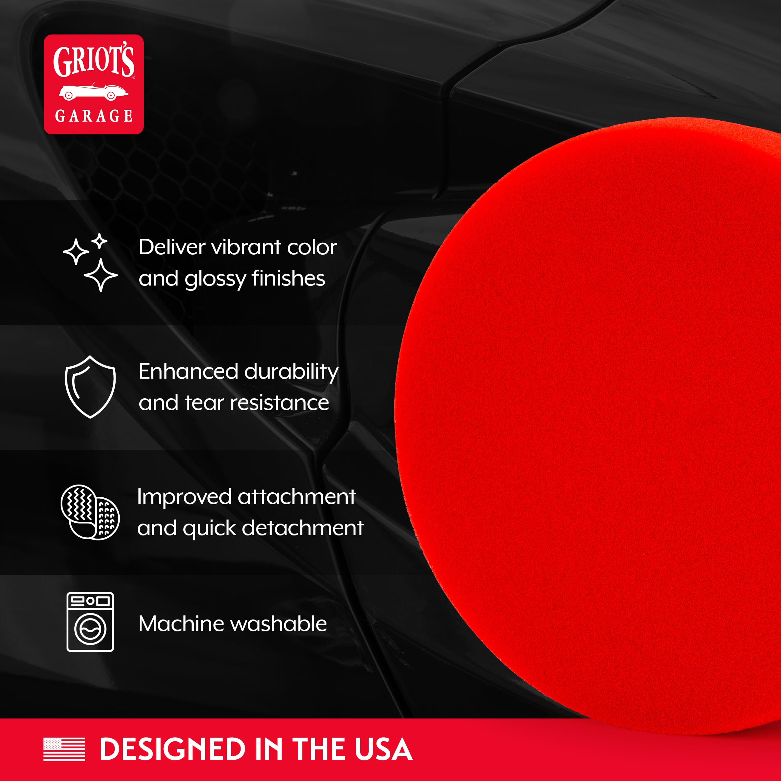 Griot's Garage pad made from open-cell foam for durable, tear-resistant use.