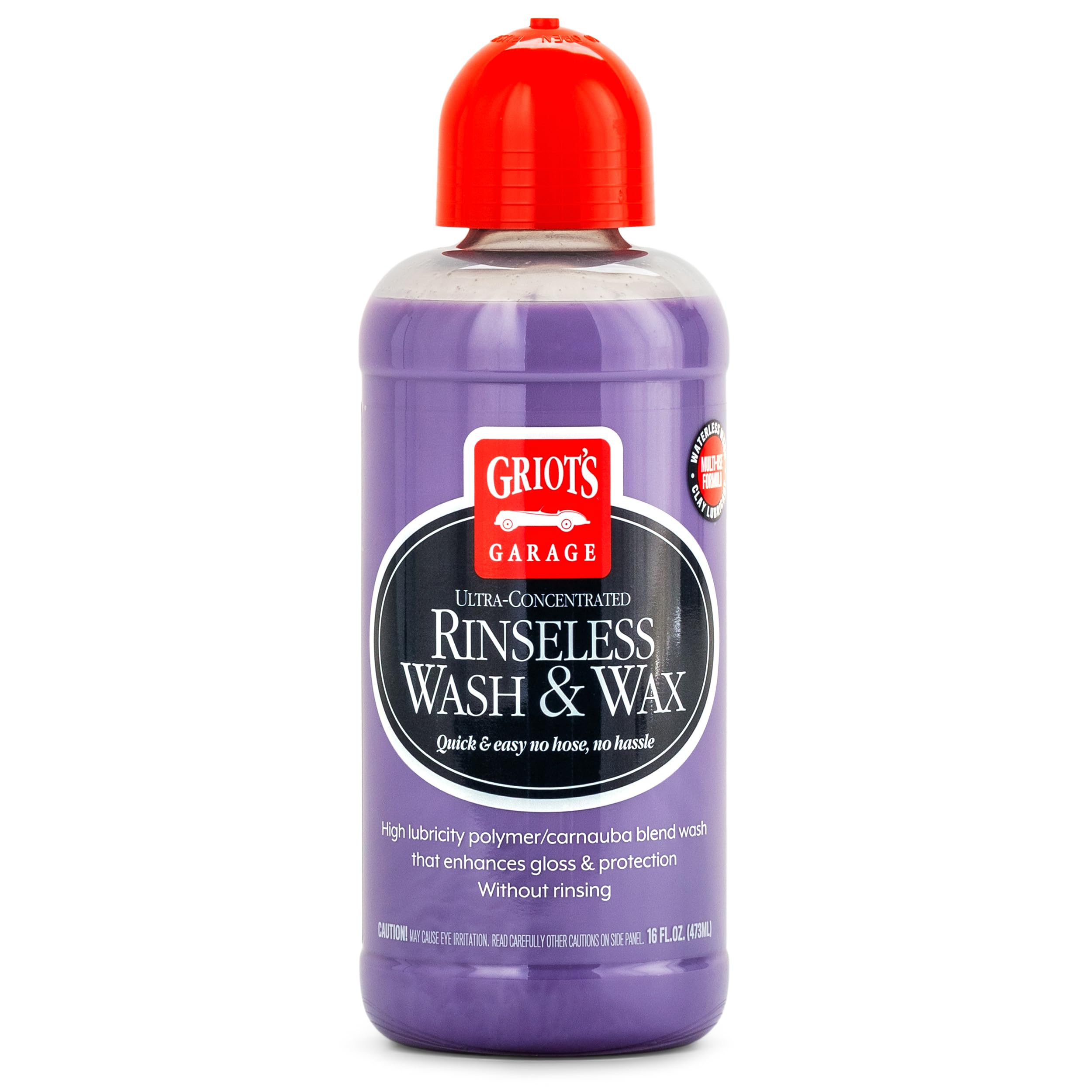 Griot's Garage Rinseless Wash bottle pour enables easy, water-saving cleaning anywhere.