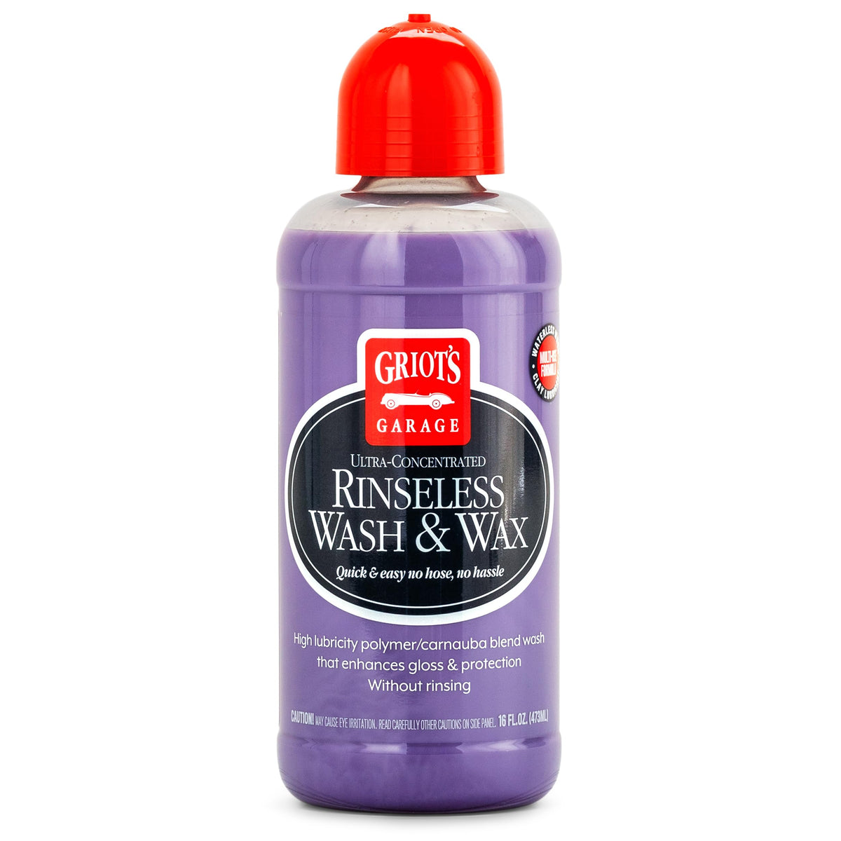 Griot's Garage Rinseless Wash bottle pour enables easy, water-saving cleaning anywhere.