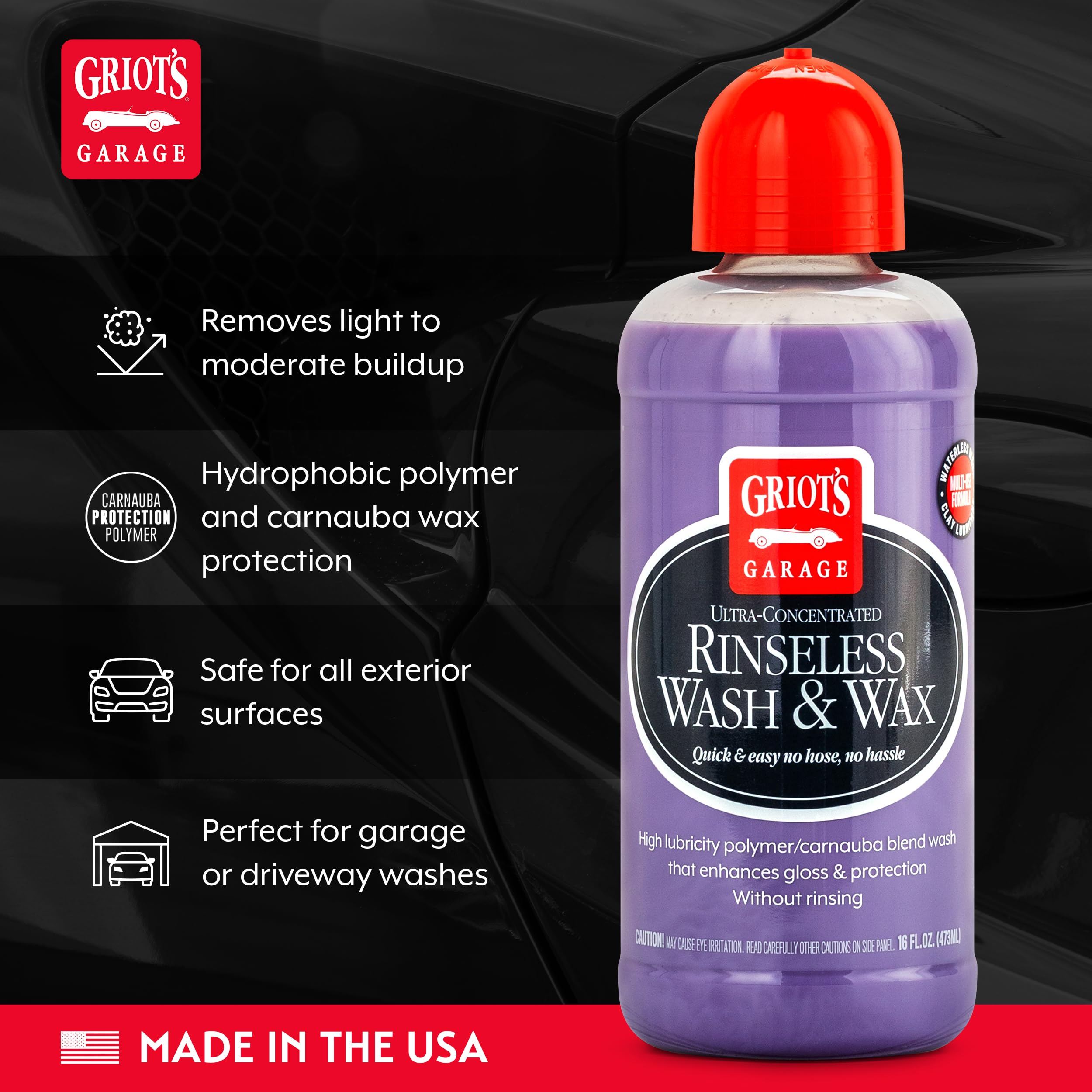 Griot's Garage microfiber towel dip highlights safe dirt lifting without scratching.