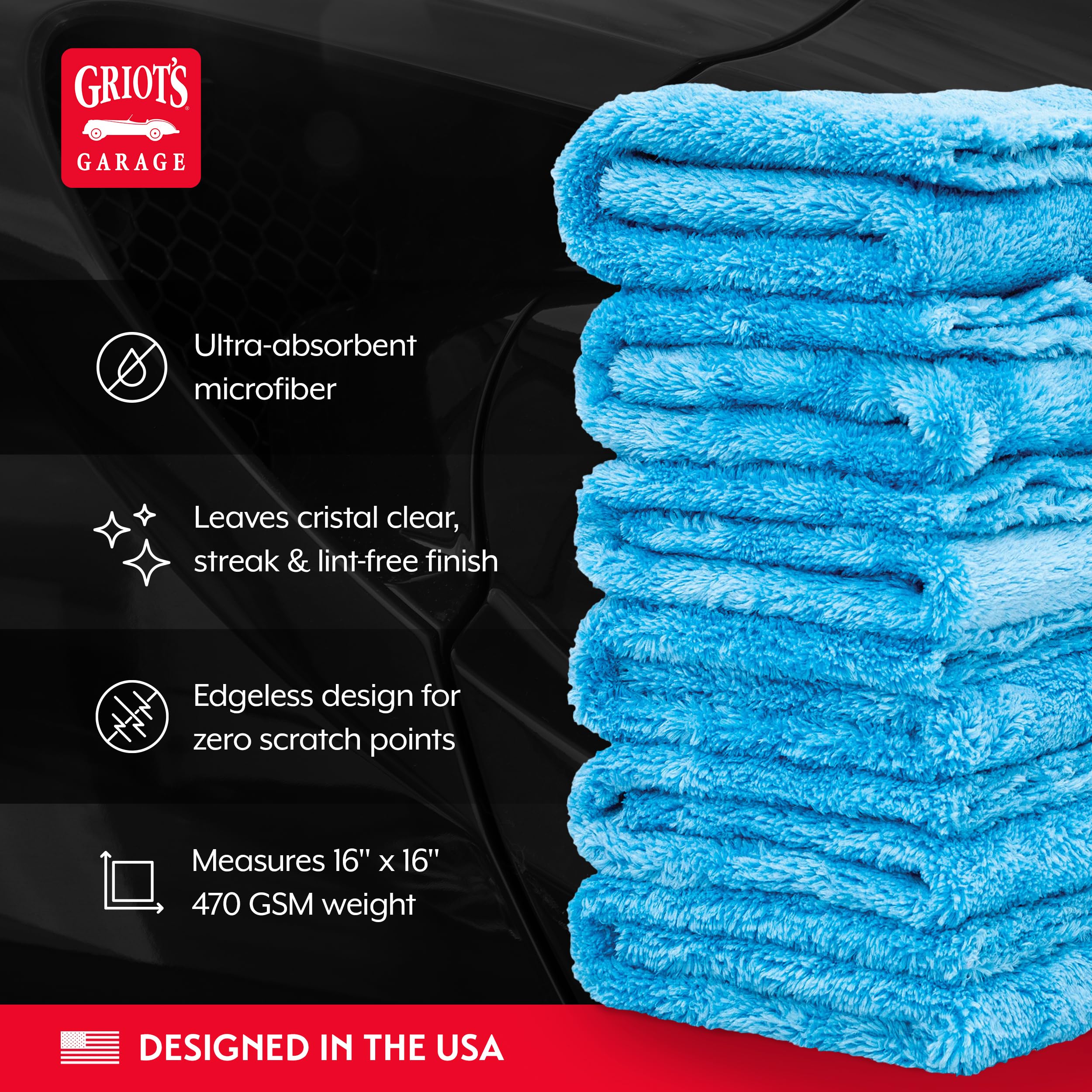 Griot's Garage snag-free detailing towel protects emblems and trim during use.