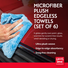 Griot's Garage 16x16 plush towel provides full edge-to-edge absorbency for drying.