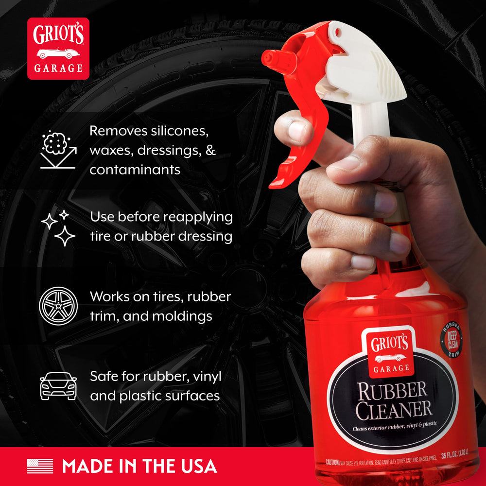 Griot's Garage Tire Cleaner scrubbing action removing road grime from tires
