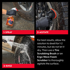Rinsing a tire surface after using Griot's Garage Tire Cleaner