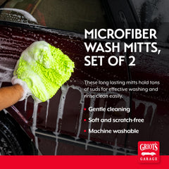 Two-tone mitts on car hood showing color-coded separation