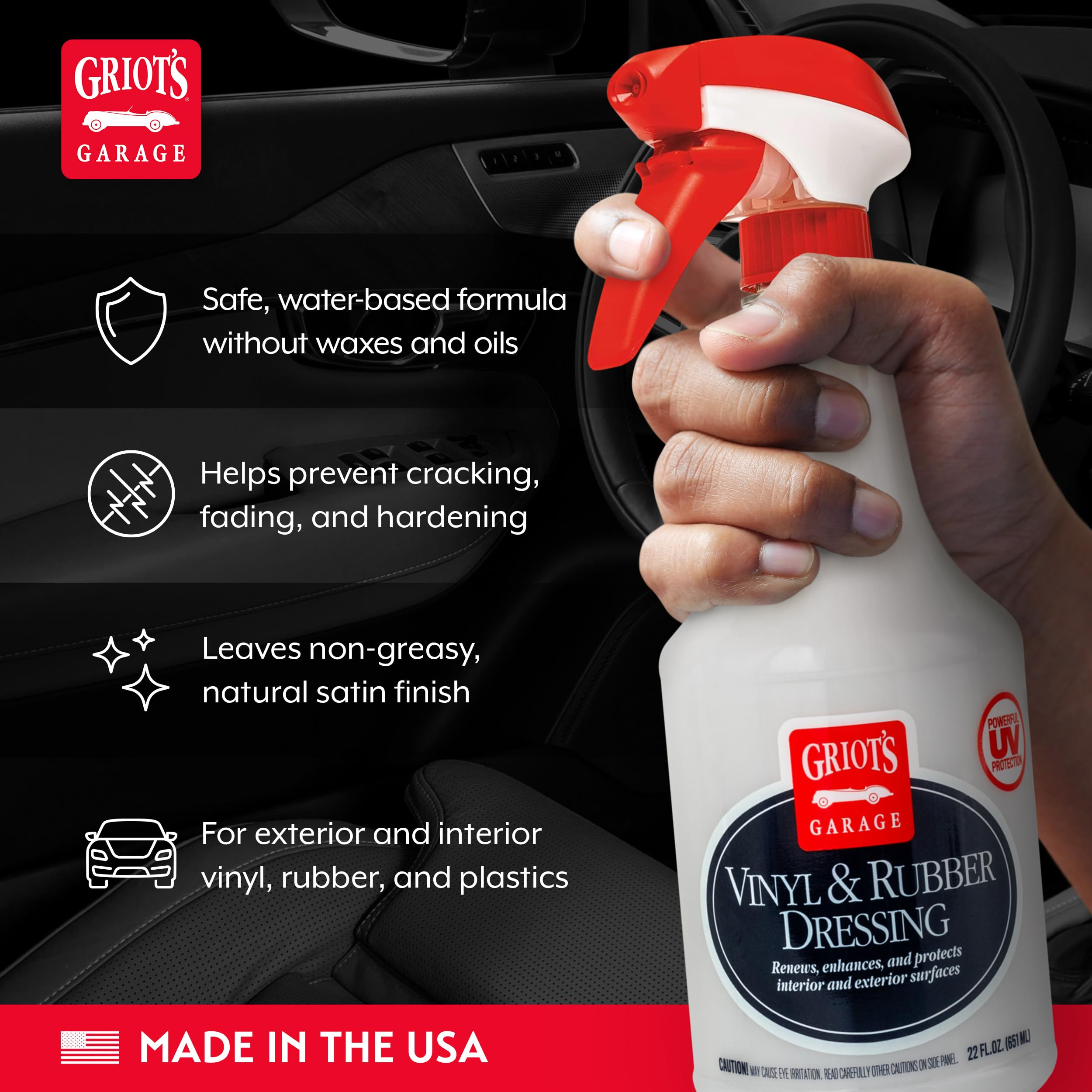 Applied to trim for satin finish, Griot's Garage dressing in action.