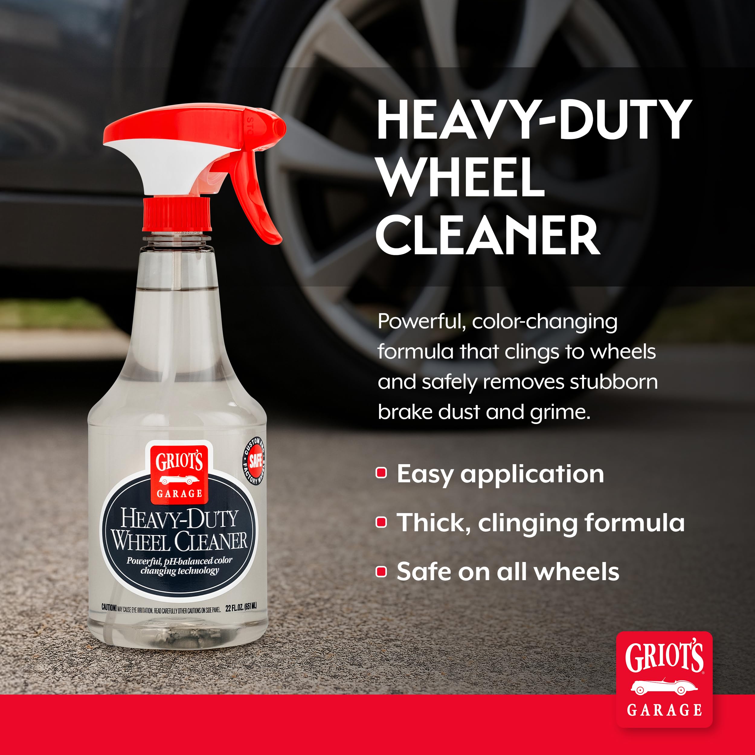 Griot's Garage Wheel Cleaner spray-action demonstrates even application on rims.
