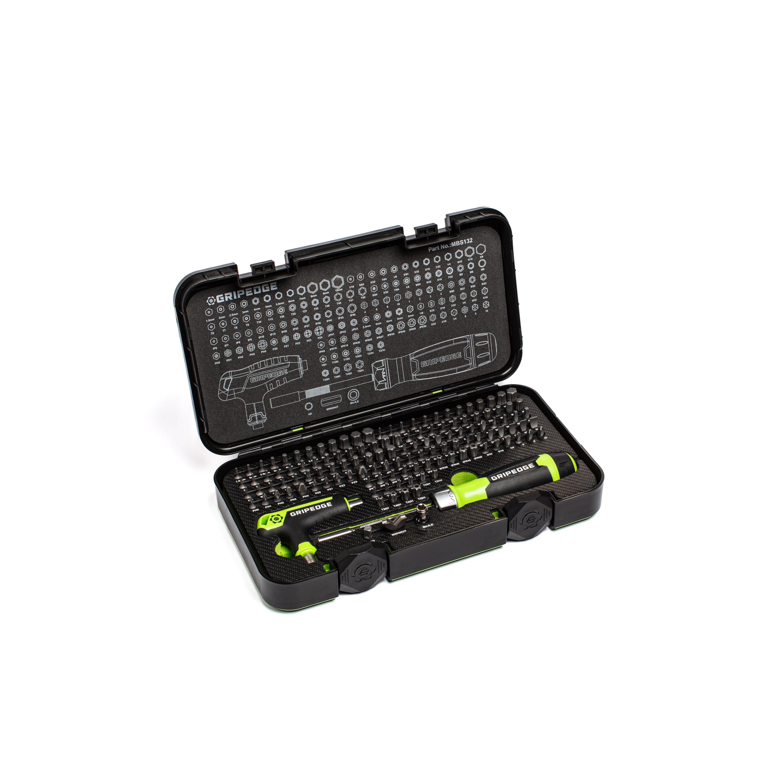 Grip Edge T-handle bit driver for comfortable extended use.