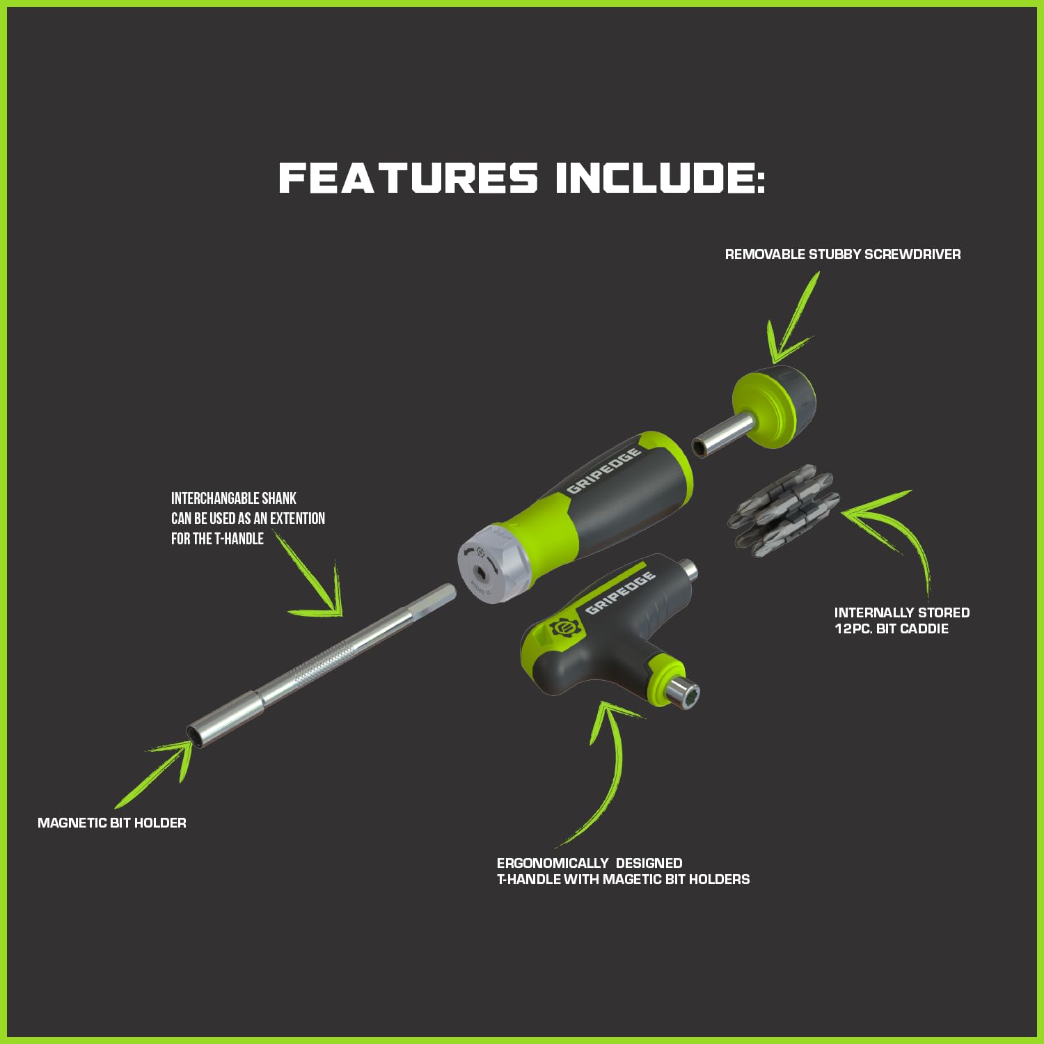 Grip Edge wing-nut driver included for quick assembly.