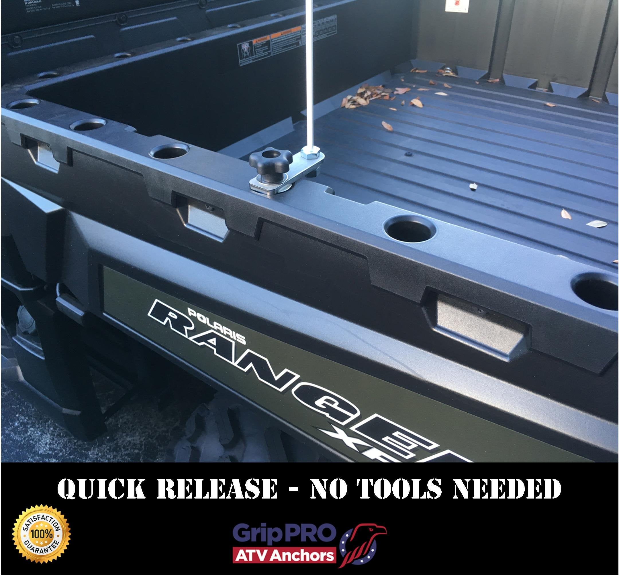 GripPRO no-tools design enables tool-free installation and removal.