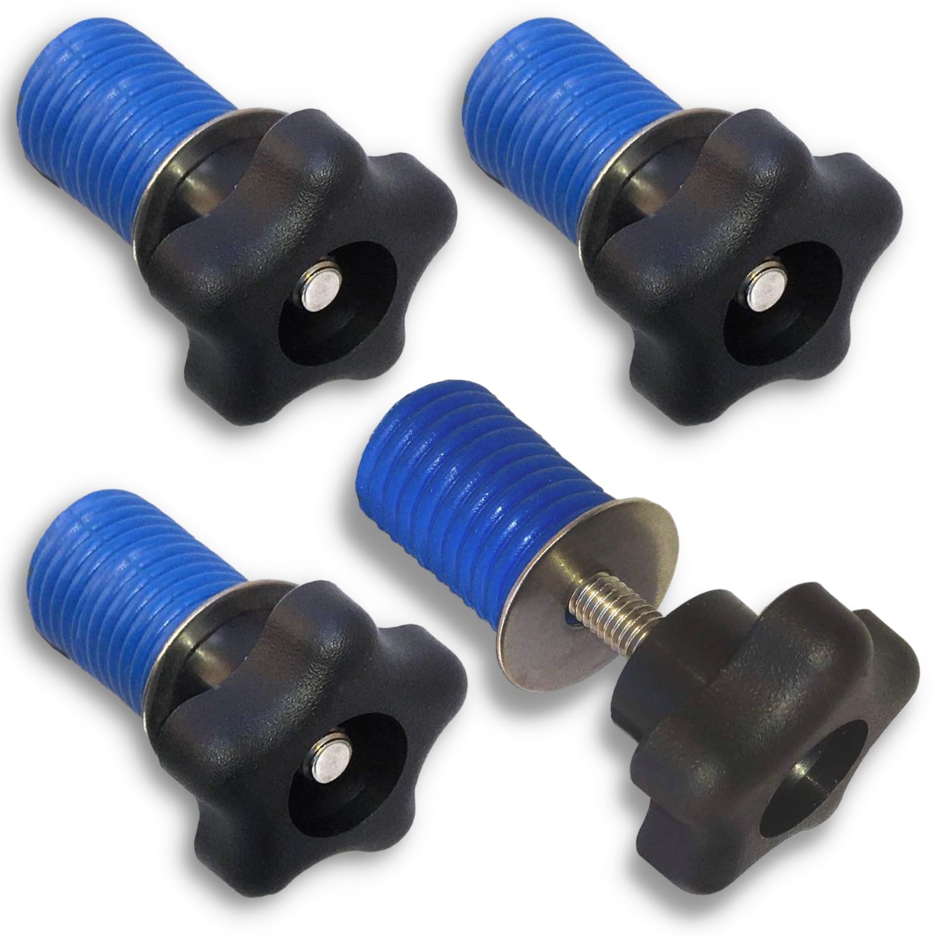GripPRO knob tie down anchors four-pack secured in Polaris RZR bed holes for secure gear.