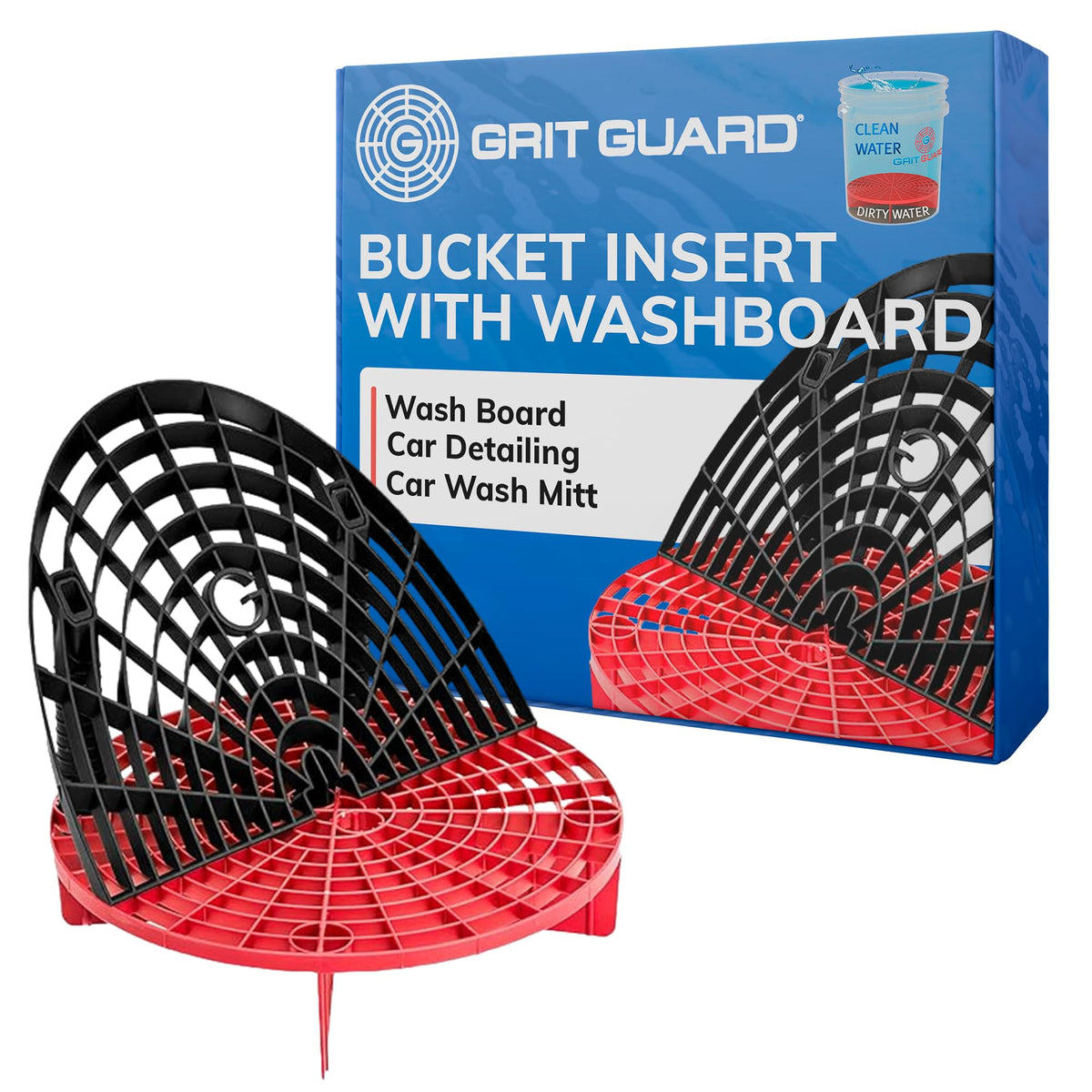 Grit Guard bucket insert with washboard combo keeps dirt at the bottom.