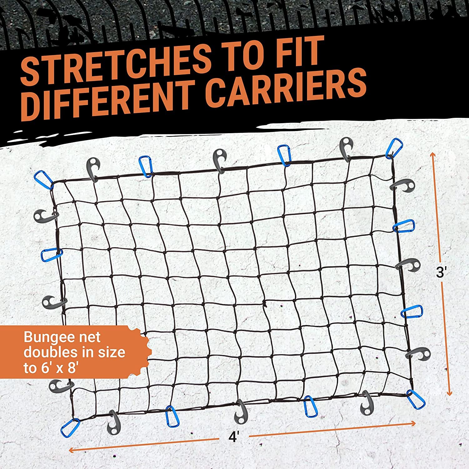 Grit Performance cargo net blue clips twelve pieces for quick, visible securing