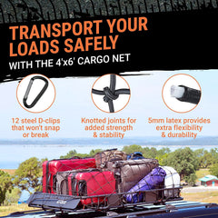 Grit Performance cargo net with D-clips for quick installation