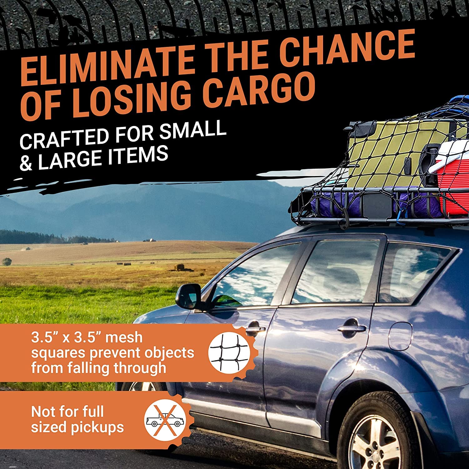 Grit Performance cargo net D-clips steel provide reliable attachment to anchor points