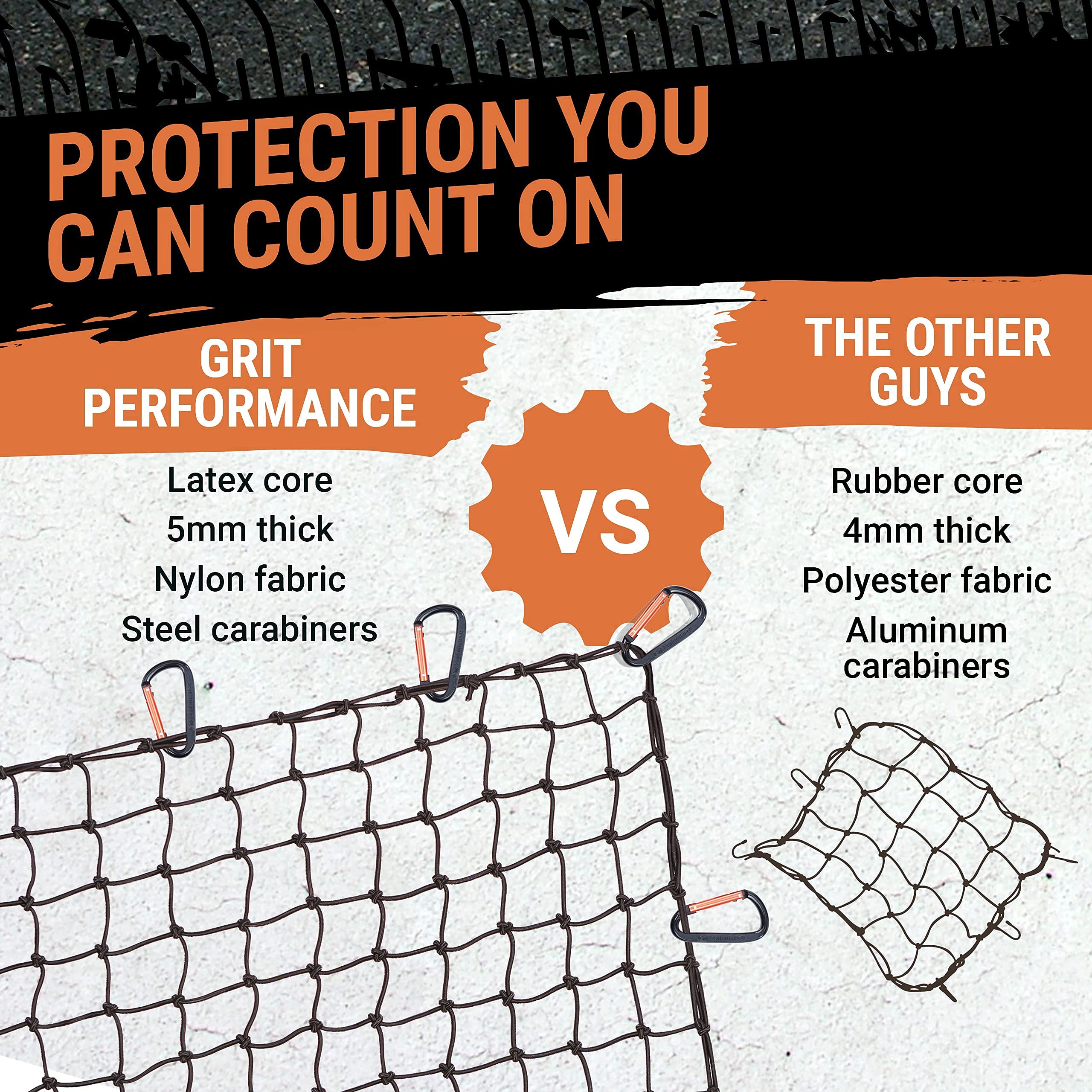 Grit Performance extendable cargo net expanding to 8x12 for larger loads
