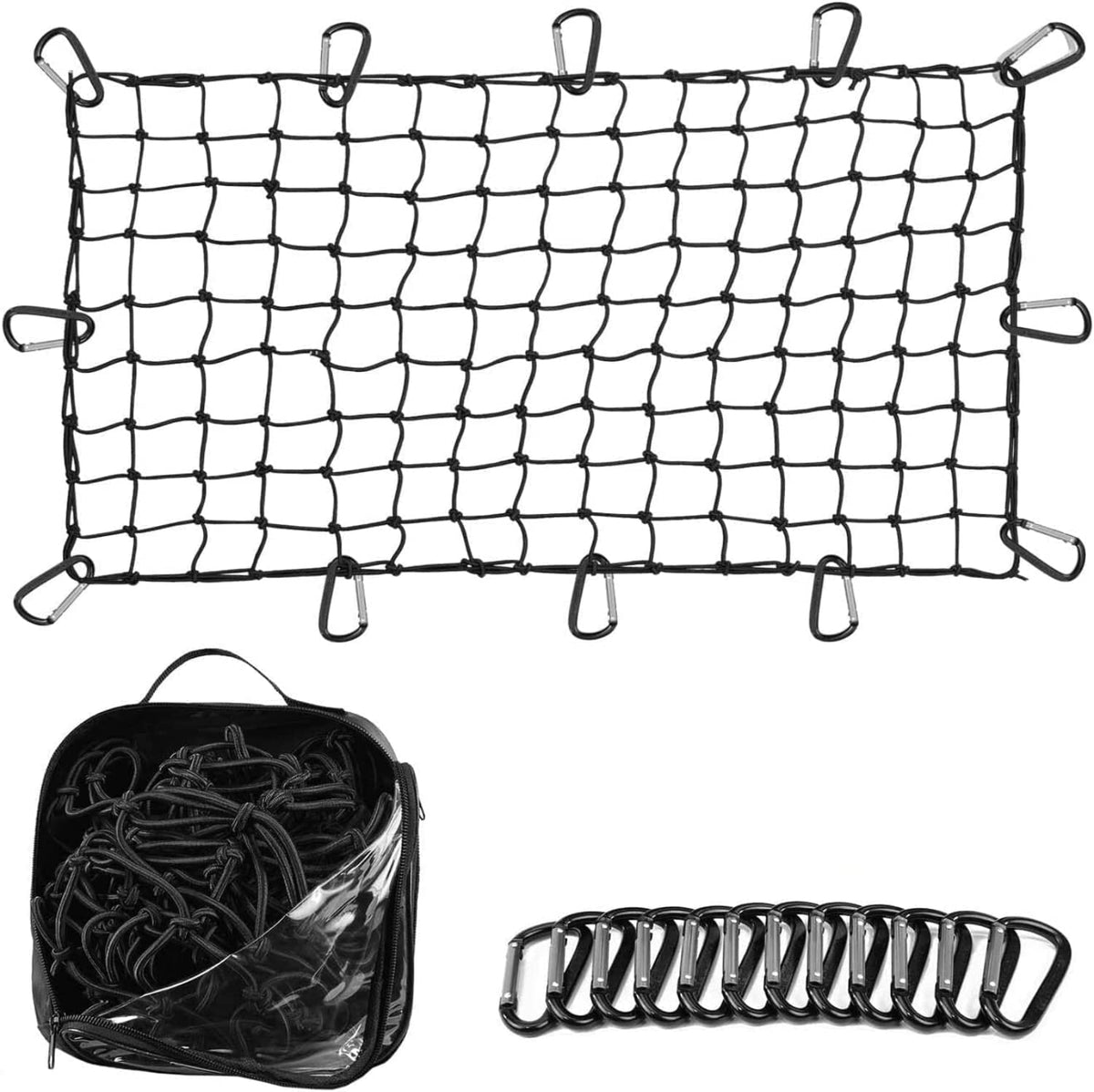 Grit Performance truck bed cargo net 4x6 securing gear in a pickup bed