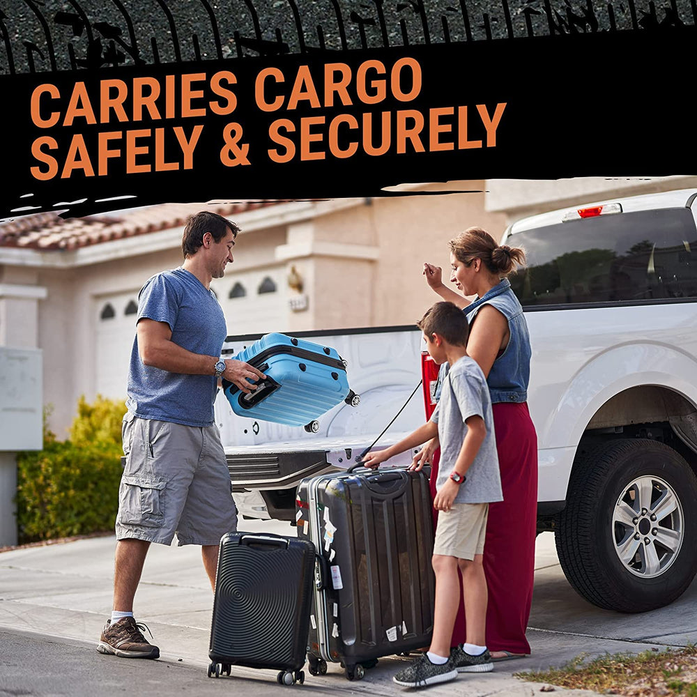 Grit Performance truck bed cargo net securing loads during travel