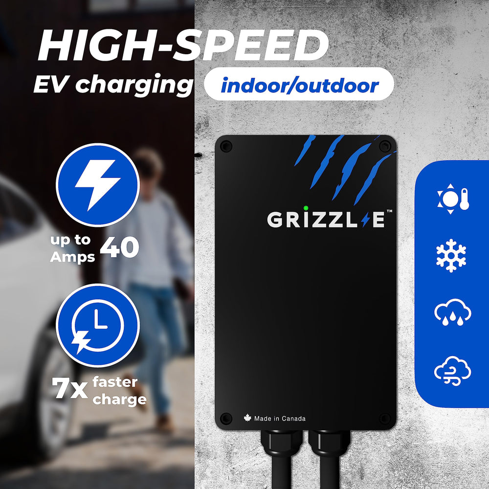 Close-up of 40A amperage switch on Grizzl-E Classic for flexible charging speeds