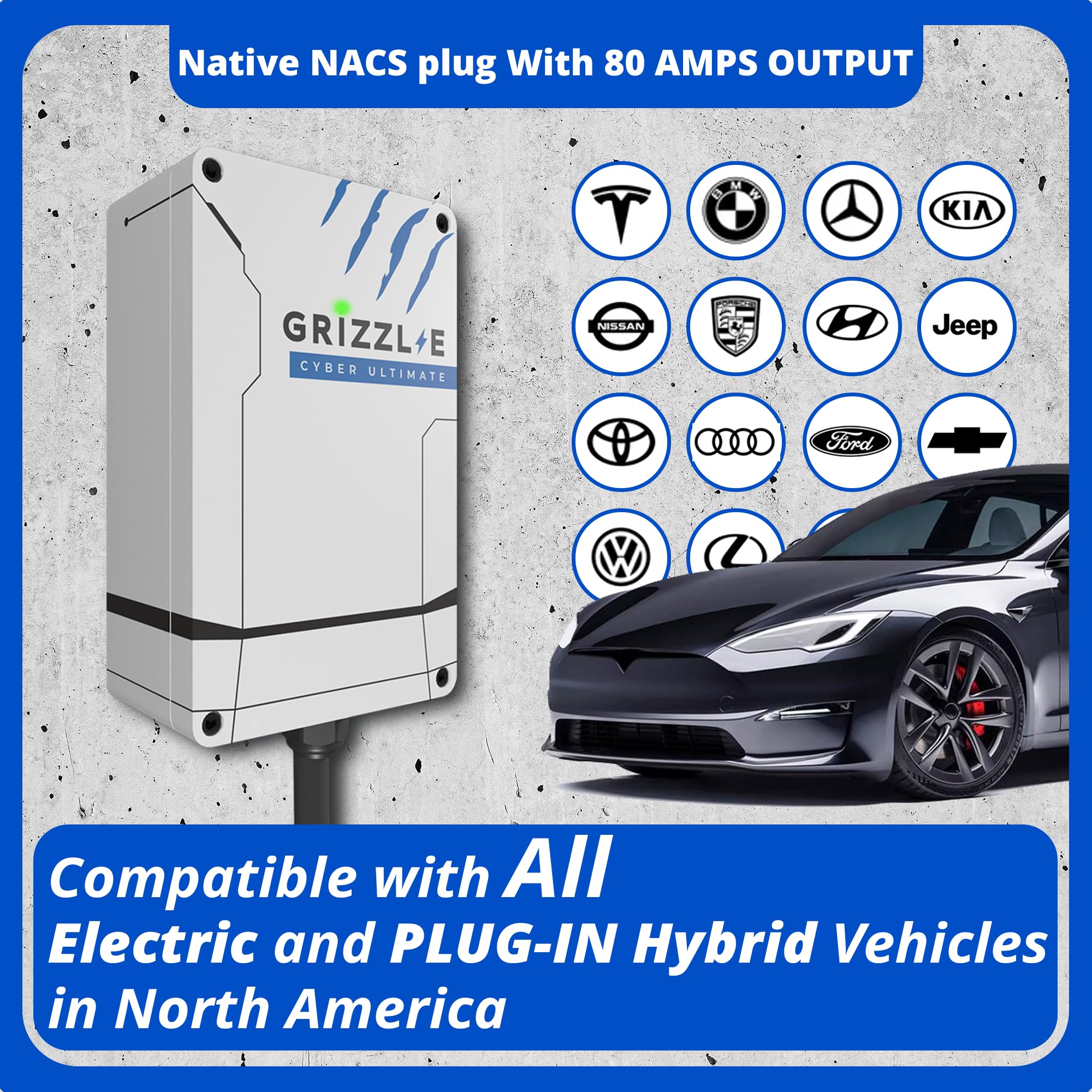 Grizzl-E Ultimate 80A charger hardwired installation kit included