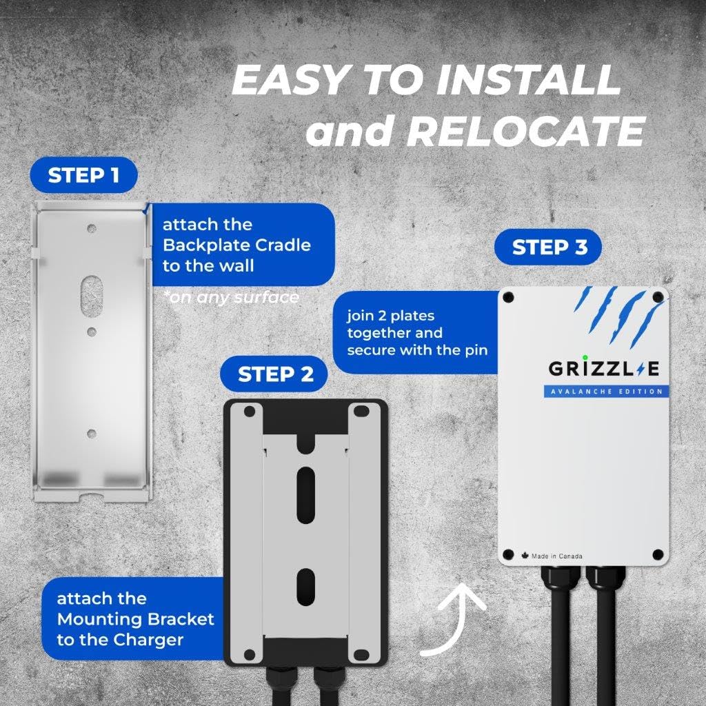 Grizzl-E wall-mount-bracket keeps the charger secure and accessible.