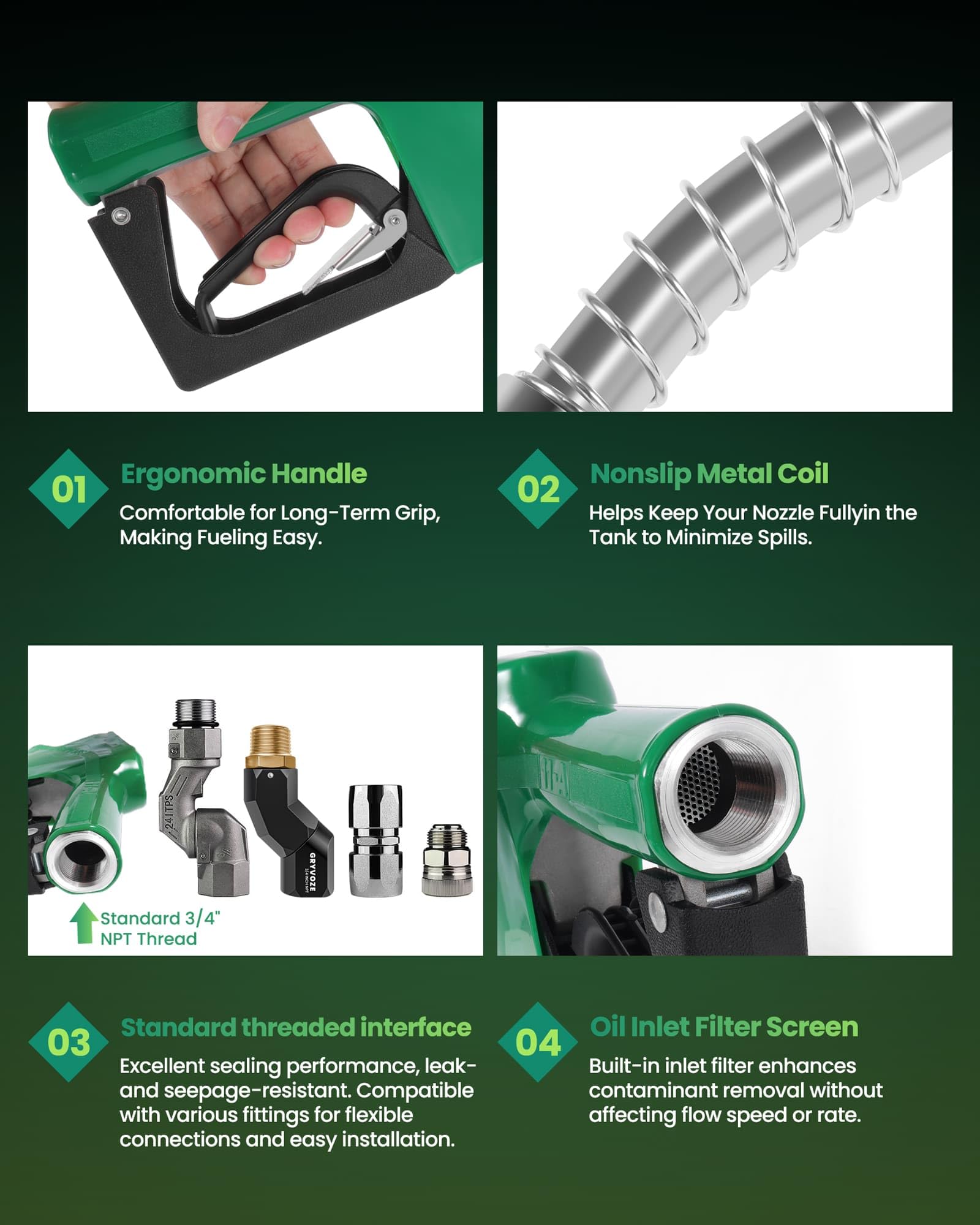 GRYVOZE standard threaded interface ensures easy installation and versatile connections.