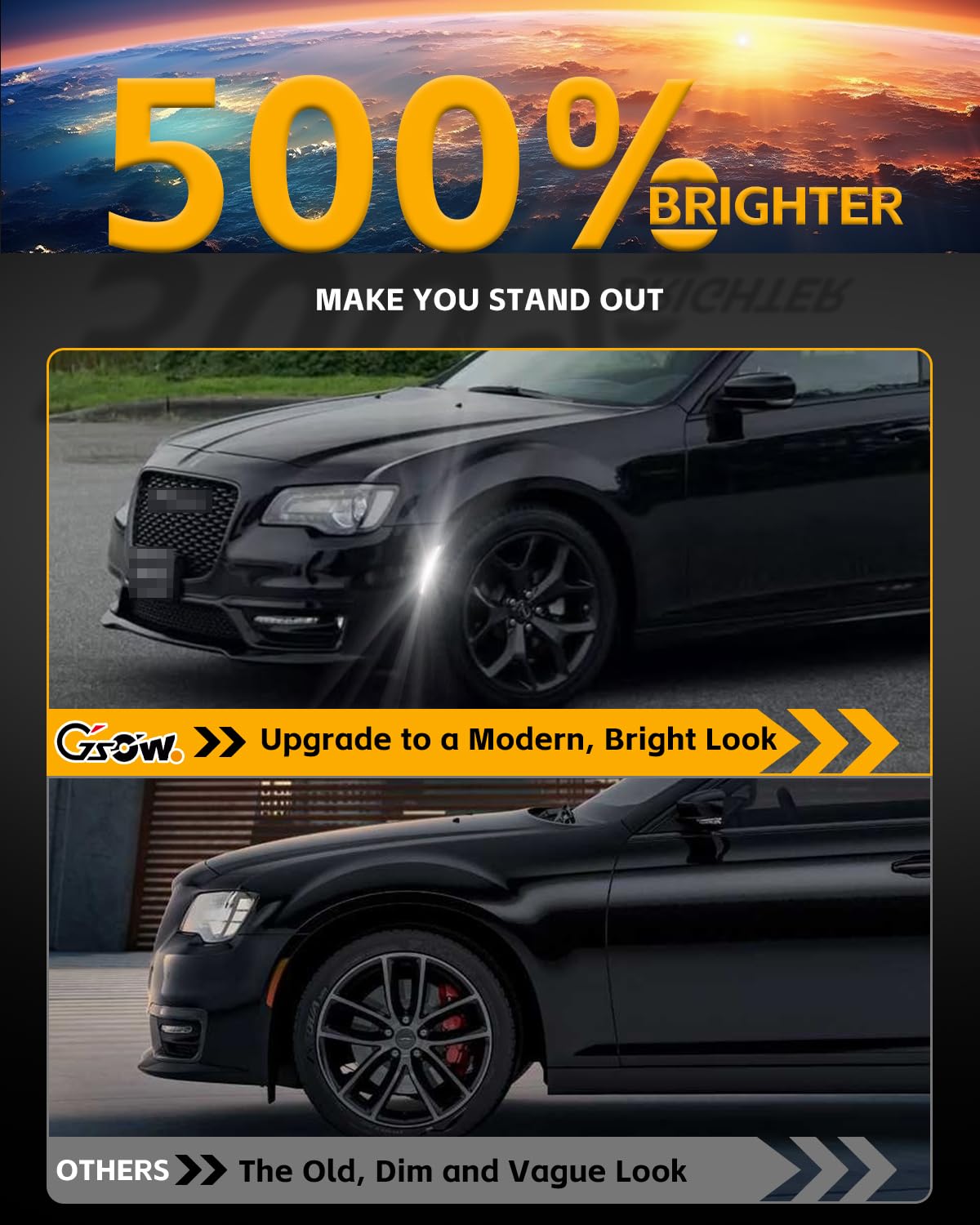 GSOWO Chrysler 300 rear side marker LED smoked lens improves night signaling.