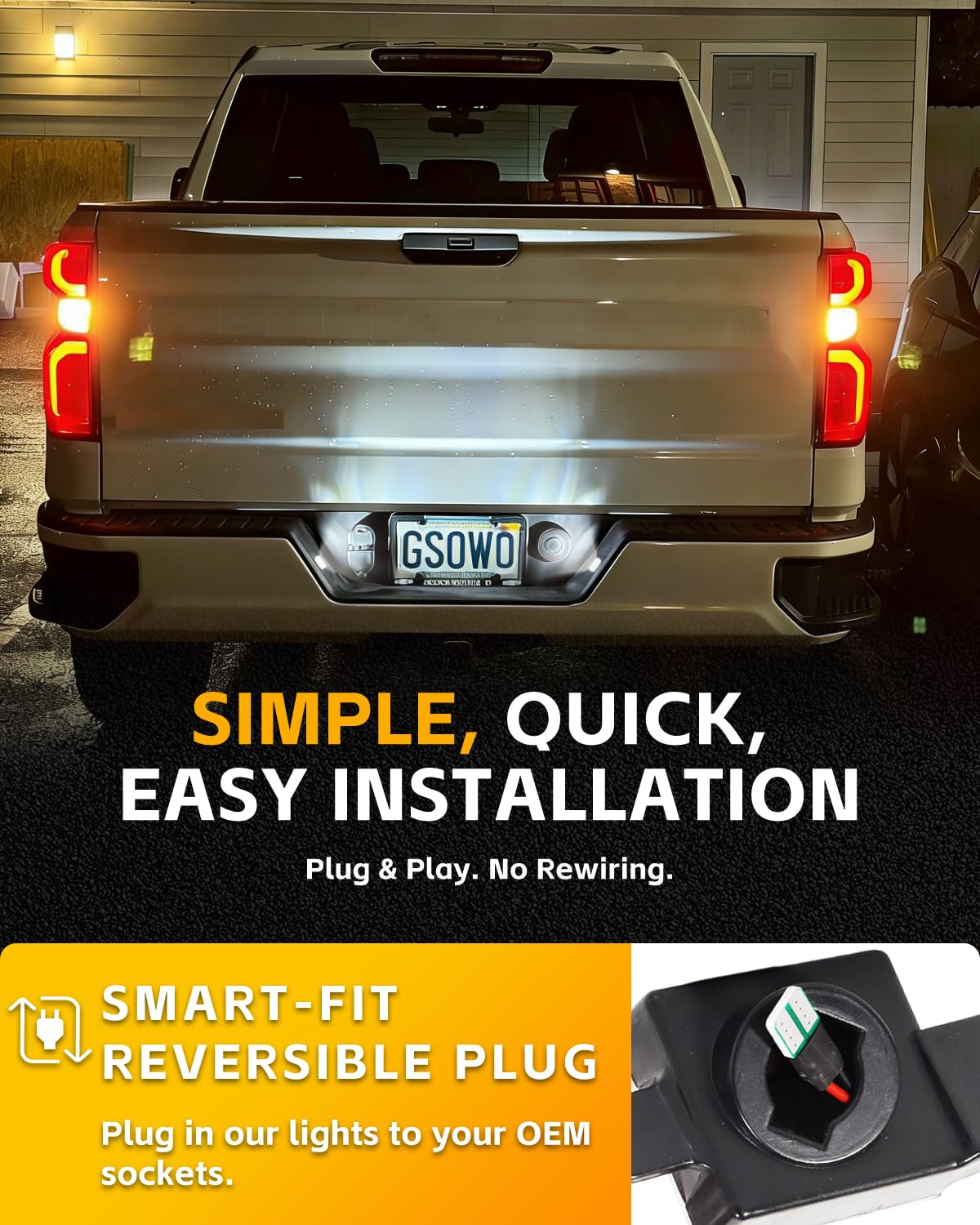 GSOWO LED license plate light emits bright 6K white light for night clarity.
