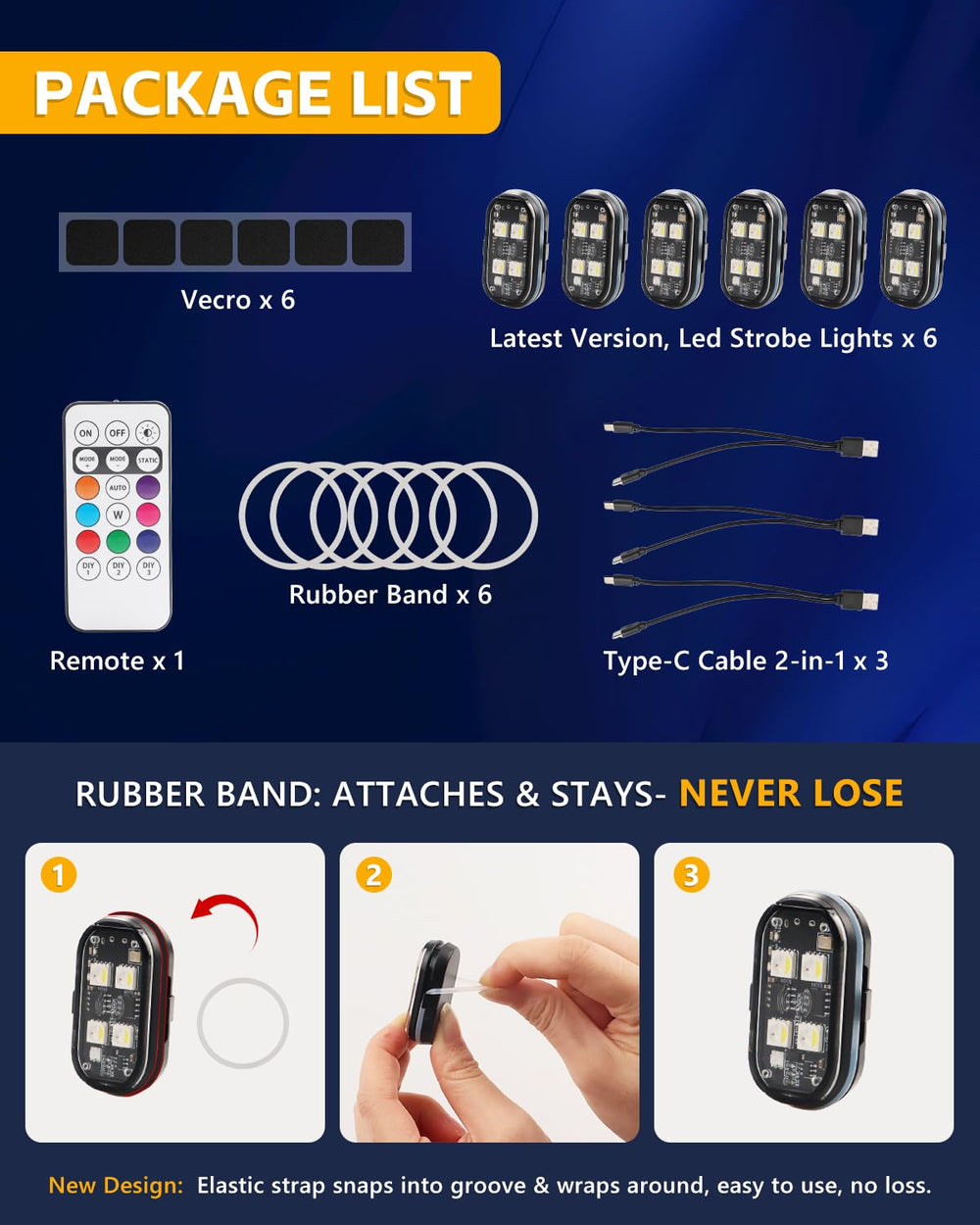 GSOWO strobe light compatible with motorcycle, drone, boat.