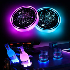 GSOWO rotating LED cup holder light front view; adds dynamic ambiance for night drives.
