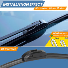 GSPSCN Mazda2 wiper blades side profile, showing aero design for quiet, even contact.