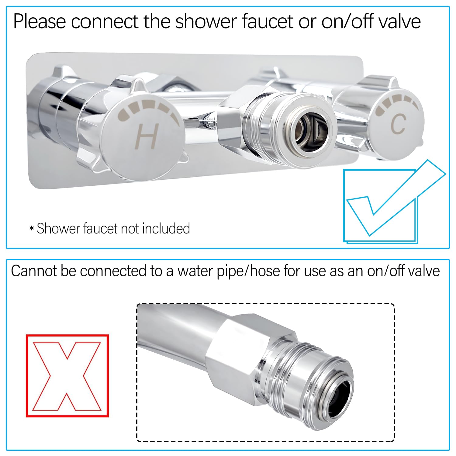 G-Sunny shower hose adapter 1/2-inch demonstrates leak-free connection to RV faucet.