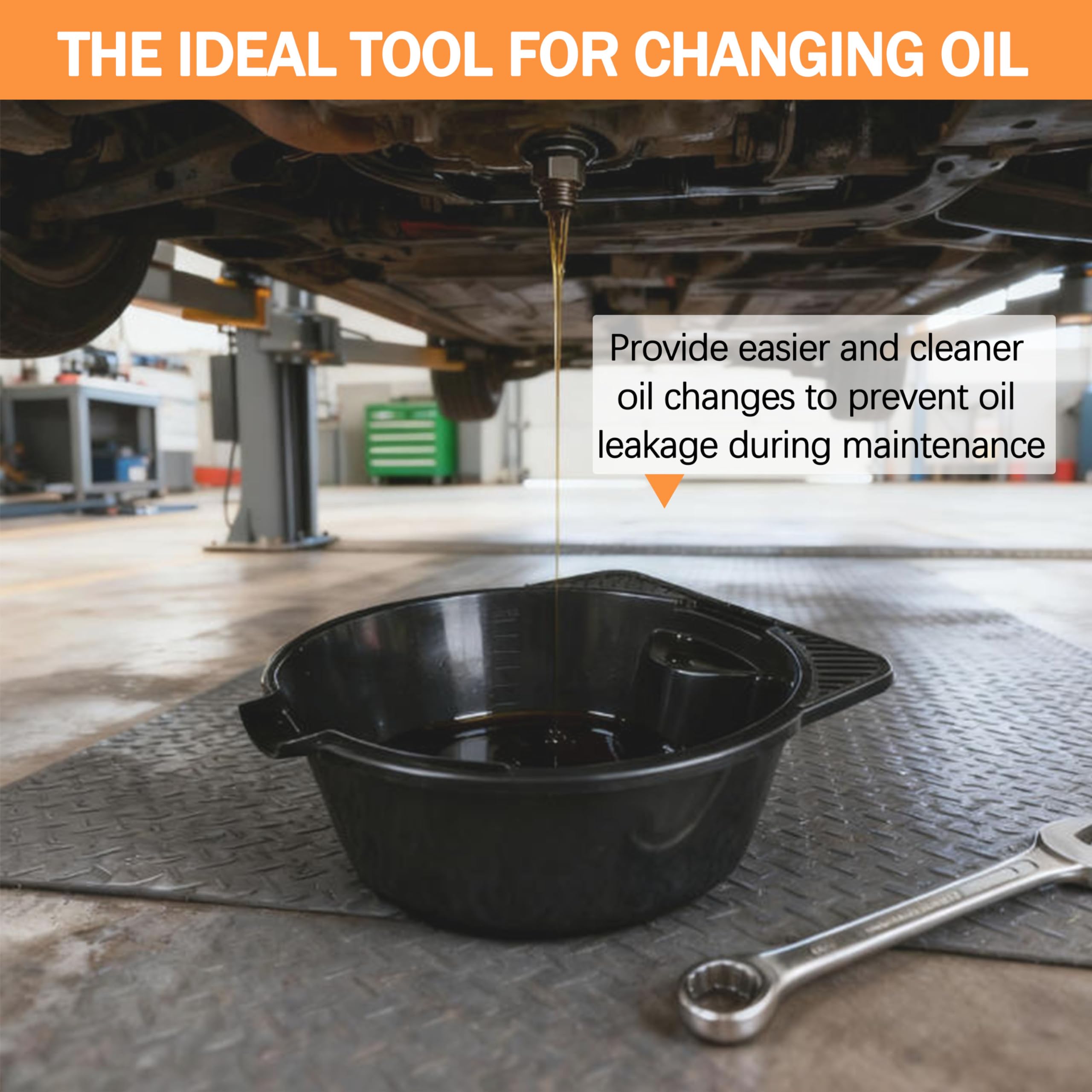Gteana multi-use oil pan suitable as a drip catcher and lubricant storage.