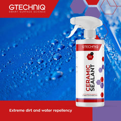 Water beading on a treated surface with C2 Ceramic Sealant.